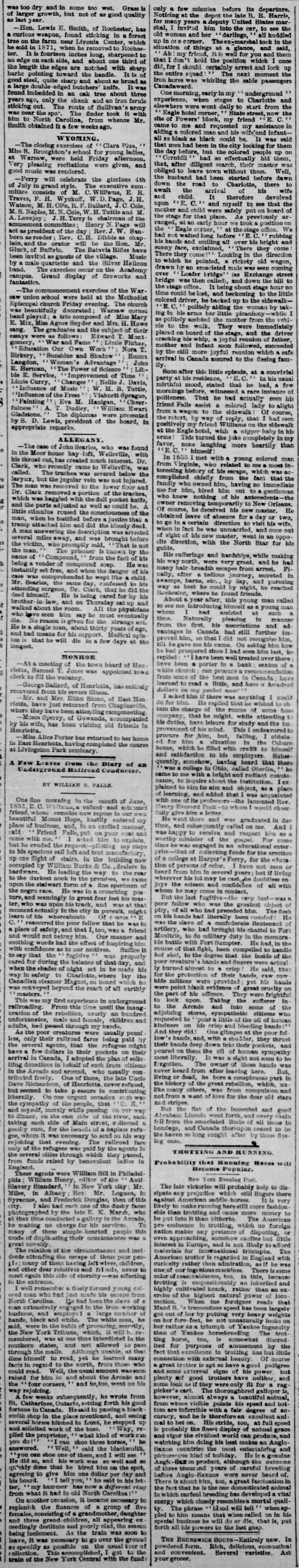 1881-6-20 The underground railroad by William Falls Democrat_and_Chronicle_Mon__Jun_20__1881_