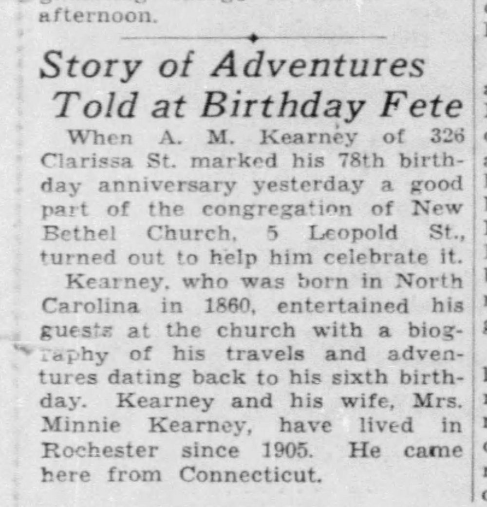 1938-3-31 Rev A M Kearney bio turns 78 Democrat_and_Chronicle_Thu__Mar_31__1938_