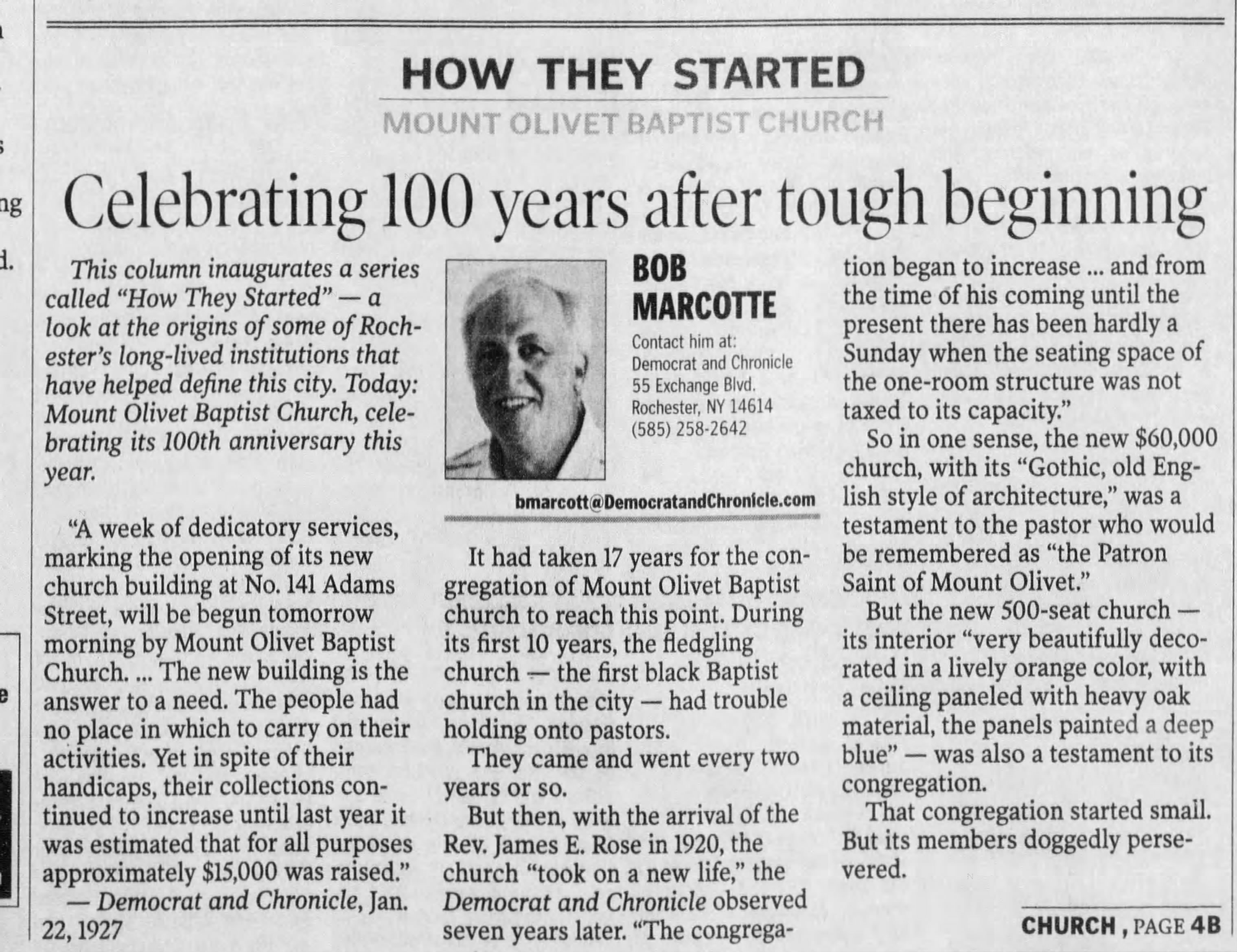 2010-10-11 p 1 Mt Olivet and Oaka Creek Rev A M Kearney Democrat_and_Chronicle_Mon__Oct_11__2010_