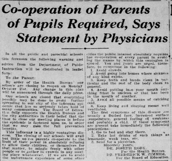 1918-10-9 Flu schools closed Democrat_and_Chronicle_Wed__Oct_9__1918_
