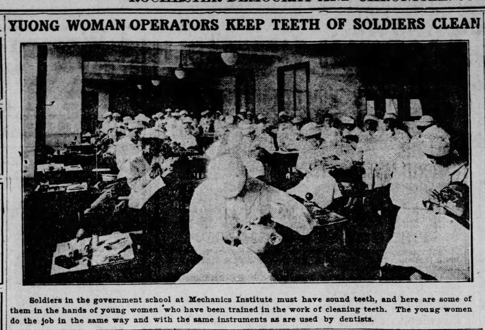 1918-11-3 women clean teeth Democrat_and_Chronicle_Sun__Nov_3__1918_